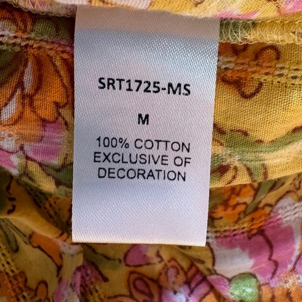 THML Women’s marigold/yellow floral dress, smocked bodice, pockets, ruffle, M - Picture 6 of 6